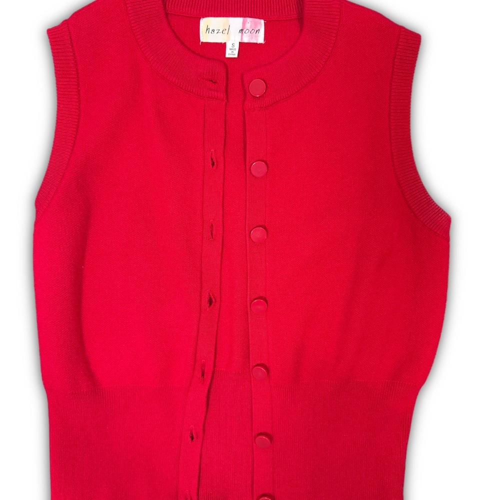 Red Button-Up Knit Sweater Vest – Chic Layering Pie